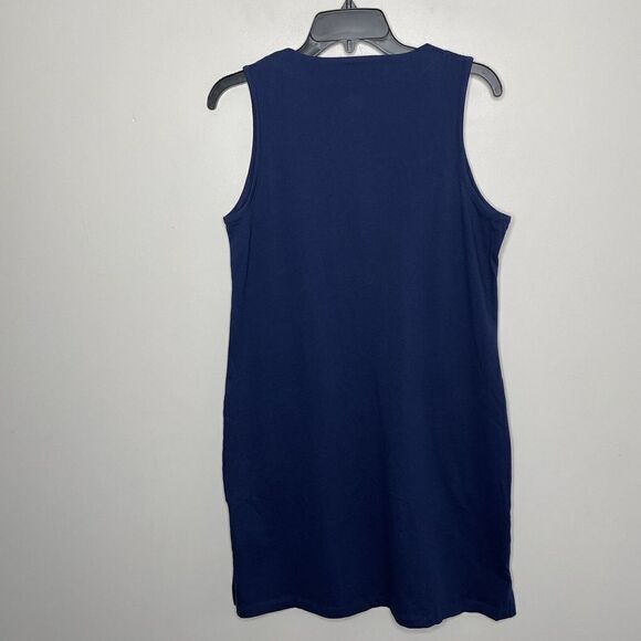 LANDS END Womens Navy Blue Cotton Jersey Swim Cover-Up Dress NEW Embellished S - Picture 4 of 9